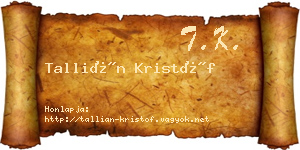 Tallián Kristóf névjegykártya