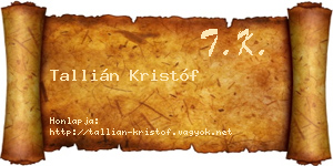 Tallián Kristóf névjegykártya